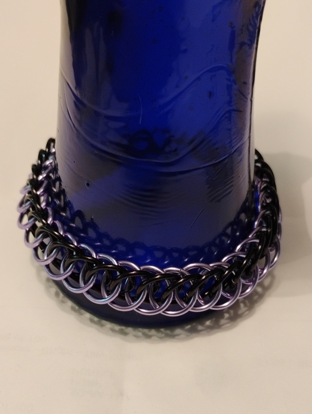 Handmade Chainmaille Bracelet in Black and Pale Purple